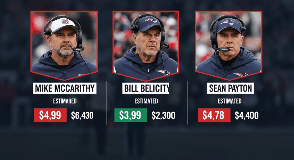 Comparison of NFL coach salaries including Mike McCarthy, Bill Belichick, and Sean Payton