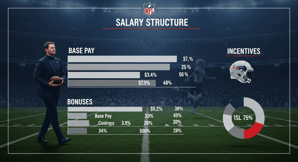 NFL head coach salary structure including base pay, bonuses, and incentives