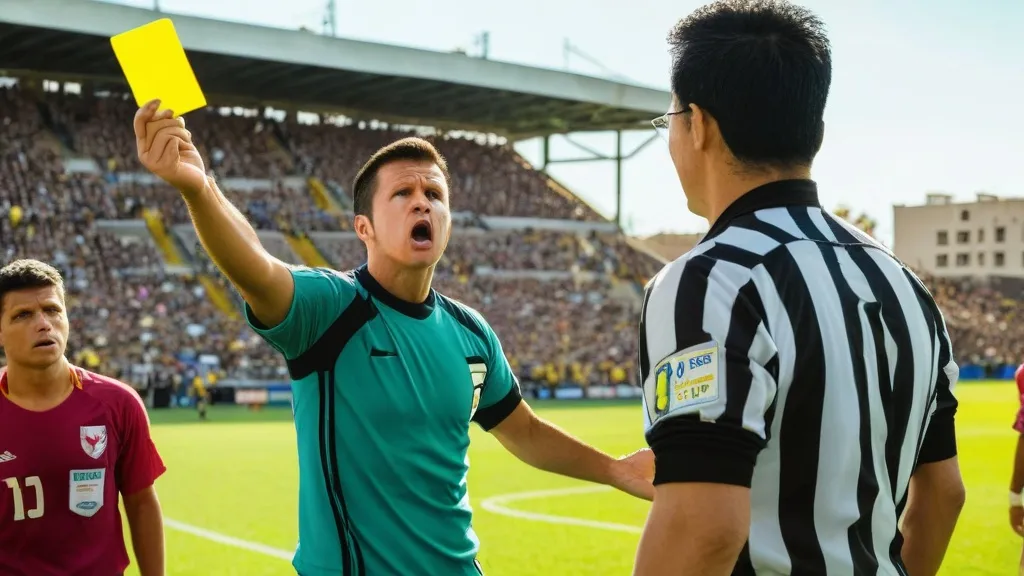 yellow card soccer referee action