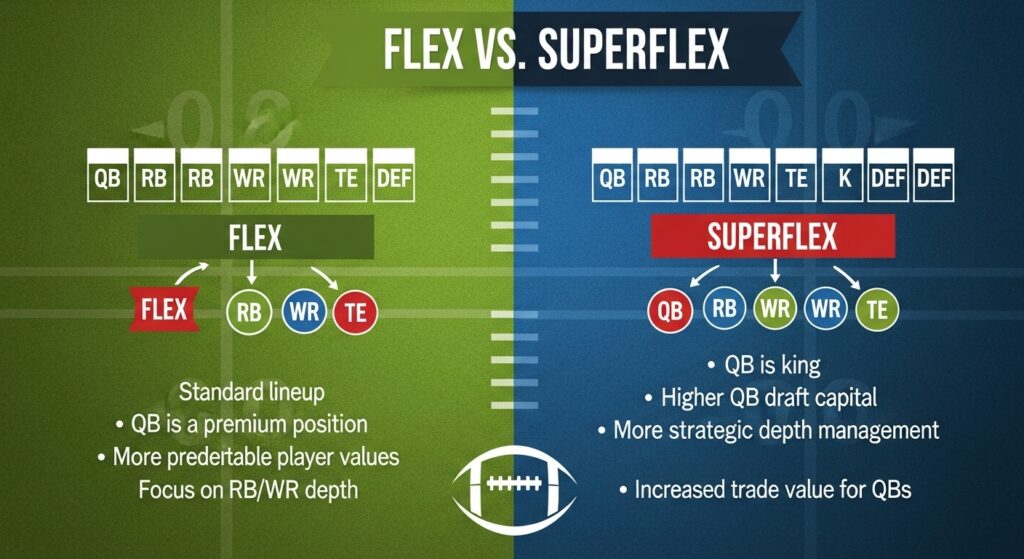 Difference between flex and superflex fantasy football formats