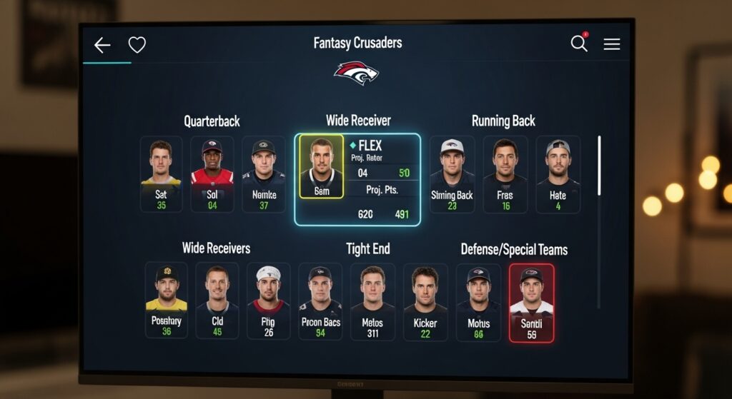 Fantasy football lineup showing flex position slot