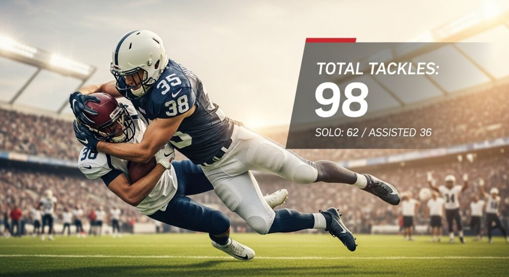 Linebacker making a tackle showing total tackle stat explained