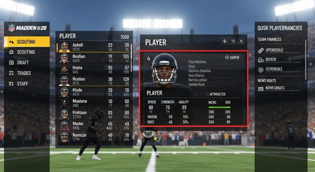 Madden NFL 26 Franchise Mode player management interface