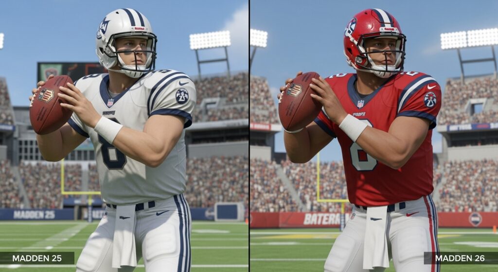 Madden NFL 26 graphics improvement comparison