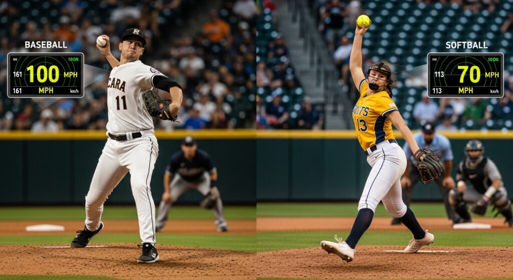 softball vs baseball pitch speed comparison