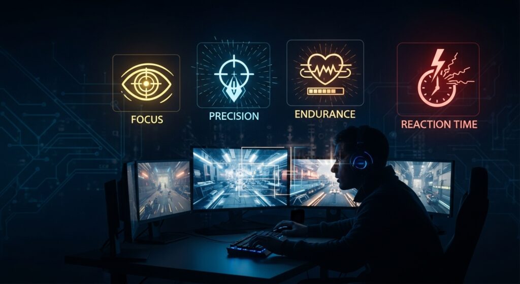 Esports player improving focus and precision
