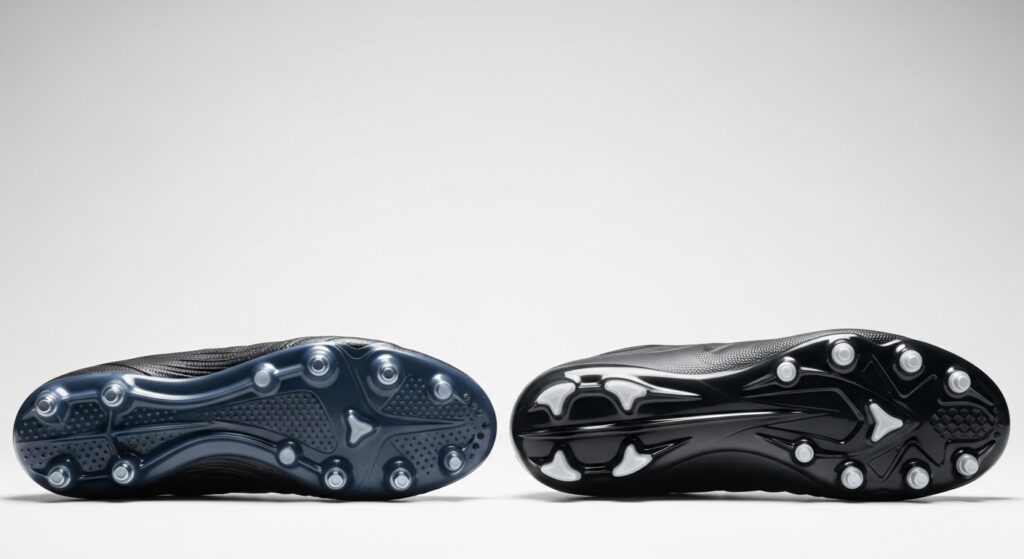 Stud patterns on soccer vs football cleats