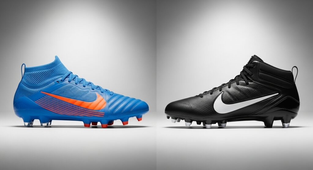comparison between soccer cleats and football cleats