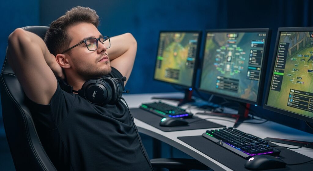 gamer lowering shoulders to reduce tension