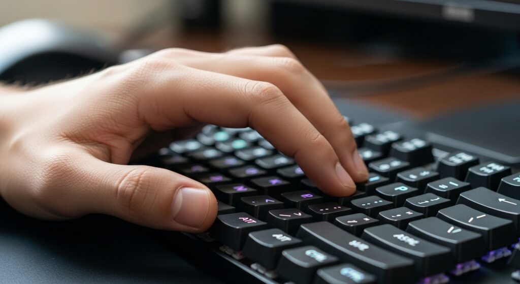 relaxed finger grip on gaming keyboard