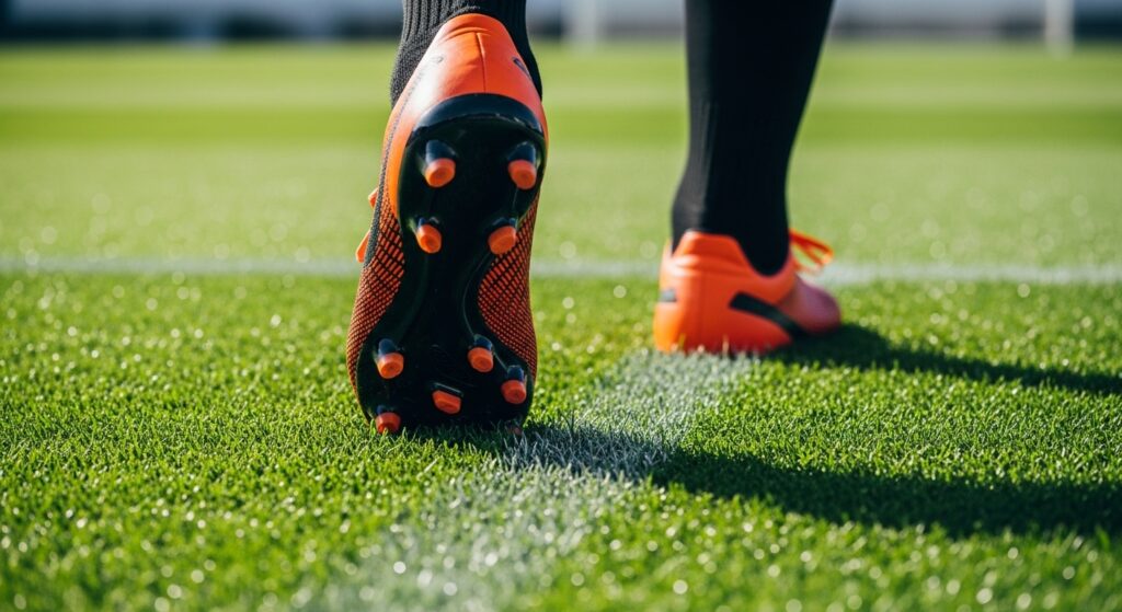 using soccer cleats during football practice